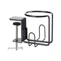 Beverage Clip On Table Home Easy To Install Black Horizontal Vertical Mount Office Large Desk Metal Clamp Portable Anti Spill Non Slip Mat Practical Lawn Chair Coffee Mups Cup Holder