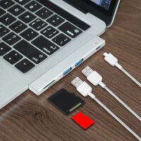 ฮับ USB พร้อมเครื่องอ่านการ์ด Sdtf อะลูมินัมอัลลอย Multi Type C Hub Cable Adapter สำหรับ Apple Pro แล็ปท็อป PC Extender