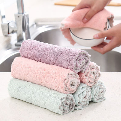 8pcs Microfiber Kitchen Dish Cloth Household Double-Layer Cleaning Towel Bathroom Kitchen Clean Tools Gadgets Super Absorbent