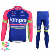 ชุดจักรยานแขนยาวทีม Lampre 16 (01) สีชมพูน้ำเงิน