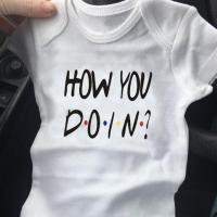 How You Doin Funny Letter Print Newborn Infant Baby Girl Clothing Cotton Rompers Short Sleeve Jumpsuit Kids Causal Cute Clothes