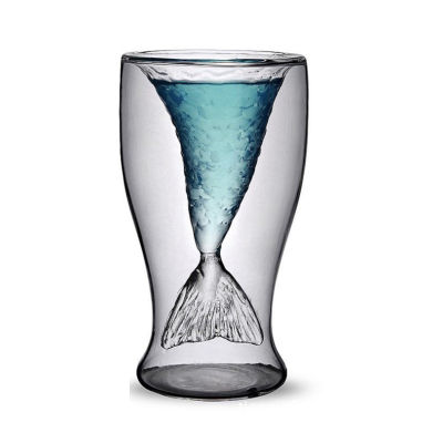 แก้วโปร่งใสนางเงือกกระจกสร้างสรรค์แก้วแก้วไวน์แดงคู่บาร์แก้วค็อกเทล