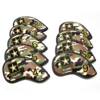 ✵▼ Golf Club Iron Headcover Camouflage Golf Iron Head Covers Golf Club Iron Headovers Wedges Covers 9 ชิ้น/เซ็ต 4-9 A P S