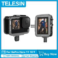 ☒♙◊ TELESIN Aluminium Alloy Frame Case For GoPro 9 10 11 Double Clod Shoe With Vertical Shot For GoPro Hero 9 10 11 Accessories