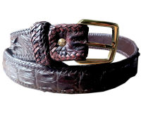 งานสวยสวยBelt-Buckle เข็มขัดหนังจระเข้แท้ พร้อมกับโหนกสวยๆ รุ่น 2 กระดูกคู่  (สีน้ำตาล) เป็นหนังแผ่นเดียวยาวตลอดเส้น 47 นิ้ว