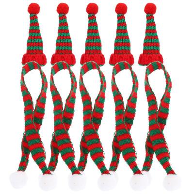 Hot10pcs มินิซานตาหมวกผ้าพันคอขวดไวน์คริสต์มาสปกอุปกรณ์งานฝีมือ DIY เพชรประดับตกแต่งคริสต์มาสสำหรับบ้านซานตาหมวก