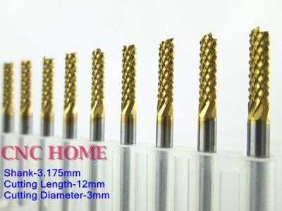 10pcs 3.175 * 3.0 * 12MM ไทเทเนียมเคลือบคาร์ไบด์ PCB Cutter Burr Endmill CNC Router Bit เครื่องมือตัดสําหรับพลาสติก บอร์ด ไม้