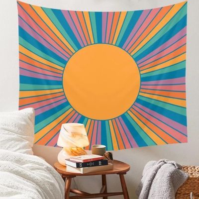 :Sun Tapestry Wall Hanging Colorful INS Style Flower Tapestries Color Living Room Decor Wall Hanging Home Dorm Fantasy Decor.