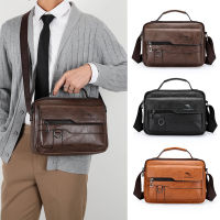 Hot Leather Briefcase Hand Bag For Men Cross Messenger Office Business Tote Square Card Wallets Crossbody Shoulder Side Bag