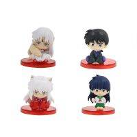 4ชิ้น Inuyasha รุ่น Q Gashapon โมเดลตุ๊กตา Kikyo Sesshoumaru Higurashi Kagome Miroku รูปการ์ตูนตุ๊กตา Pvc ของขวัญของเล่นสำหรับตกแต่ง