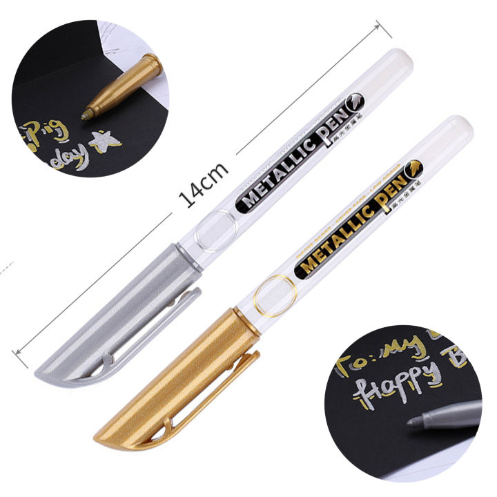 bqgbg63511ปากกาชี้ใบอะคริลิกสีทอง2-6ชิ้นทำมือพิมพ์เรซินอีป็อกซีสีทองปากกาวาดเรซิ่นเงินปากกาโลหะปากกาเคมี