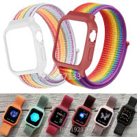 สายรัด + เคส Apple Watch 38/40Mm 42/44มม.,สายรัดไนลอนแบบนิ่มระบายอากาศได้ดีพร้อมเคสซิลิโคนสำหรับ Apple Watch Series 6/5/4/3/2/1