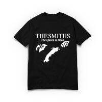 2023NewSmiths "Queen Is Dead" Vintage T Shirt ฝ้ายคุณภาพสูงฤดูร้อนแขนสั้น Cal สีดำ1980อินดี้ Morrissey เสื้อ