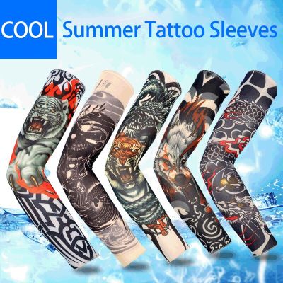 1 Pairs Outdoor Sports Tattoo Sleeve Men Arm Warmer Fishing Hiking Sun Protection Anti UV Cycling Ice Silk Cuff Women Sleeve Sleeves