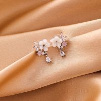 XiaoboACC 925 Silver Needle Korean Fashion Micro Inlay Flower Stud Earrings