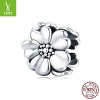 [COD] Original diy beaded bracelet accessories three-dimensional three-sided love flower silver beads SCC1486