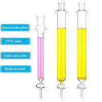 คอลัมน์การดูดซับโครมาโทกราฟีวาล์ว PTFE ทรายจานหลักแก้วบอโรซิลิเกต Diam. 15มม. ~ 70มม. ความยาว300มม.