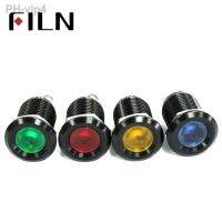 12mm waterproof black house Signal lamp LED Metal Indicator light Flat LIGHT 12V screw connect