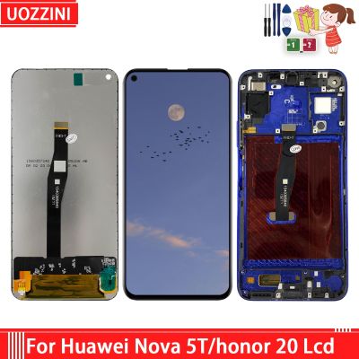 จอ LCD เหมาะสำหรับ Huawei Nova 5T Nova5t หน้าจอดิจิตอลสัมผัสหน้าจอ LCD พร้อมกรอบสำหรับเปลี่ยน20 Honor20