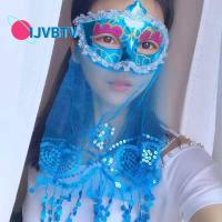 IJVBTV หน้ากากแฟนตาซี ง่ายๆ สร้างสรรค์และสร้างสรรค์ ครึ่งหน้า เวนิส นักเต้นผี คอสเพลย์สวม อุปกรณ์คอสเพลย์ปาร์ตี้ ฮาโลวีน ผ้าคลุมหน้า อุปกรณ์งานพรอมปาร์ตี้