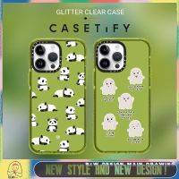 【Glitter CASETiFY】 Cute Panda Ghost Phone Case Compatible for iPhone14/13/12/11/Pro/Max Case Transparent Shockproof Protective Hard Back Acrylic Cover