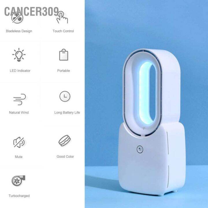 cancer309-พัดลมไร้ใบพัด-พร้อมไฟ-ขนาดเล็ก-แบบพกพา-ชาร์จ-usb-สีขาว-สําหรับบ้าน-สํานักงาน-fx