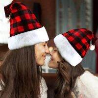 Santa Claus Christmas Fashion Plaid Hats Red Black Plaid Xmas Cap Christmas Decorations for Home Christmas Cap Noel Decoration