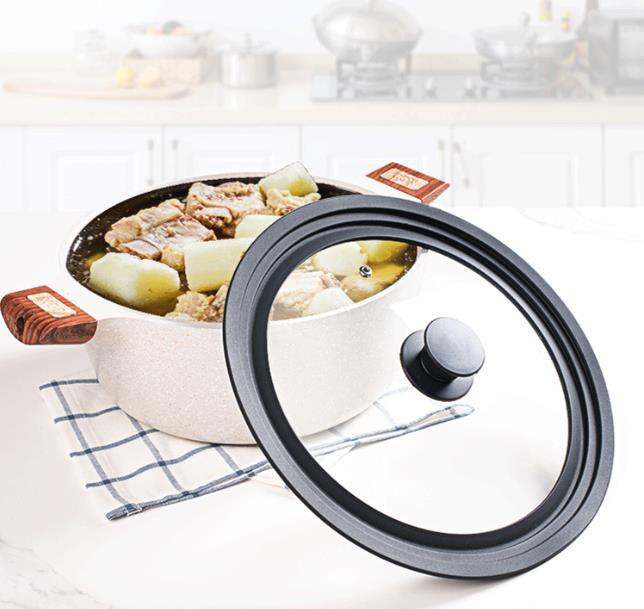 Kitchen Cookware Silicone Tempered Galss Pot Lid with Steam Vent