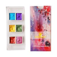 Handmade 612 Color Glitter Water Color Set Metallic Gold aquarela Pigment Paint Artist Painting 53CF