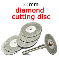 【lz】☃☄  5 pçs 22mm de alta qualidade lâminas de corte diamante emery corte mármore fibra vidro alvenaria broca   1 mandril para dremel venda quente