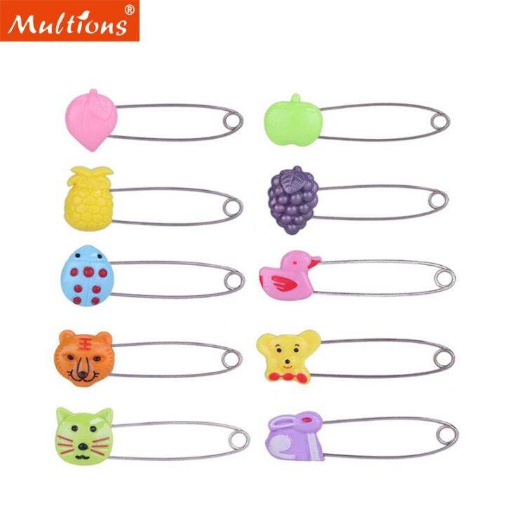 10pcs-stainless-steel-safety-pins-kids-cloth-nappy-locking-brooch-buckles-baby-care-shower-diaper-clips-holder-diy-craft