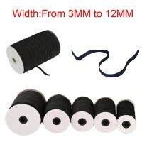 【CW】 Width 3mm/4mm/5mm/6mm/8mm/10mm/12mm Black Elastic Bands Spool Sewing Band Flat Cord