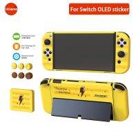 DOBE For Pikachu Sticker Protective cover 8in1 Rocker cap Set With electric shock pattern For Nintendo Switch OLED Cute Sticker