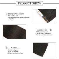 ShowCoco Tape in Human Hair 40pcs Adhensive Machine-Made Remy Straight Hair 16-24 Inch Invisible Natural Tape Extensions