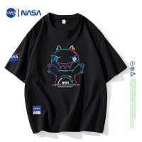 NASA แขนสั้น T เสื้อเชิ้ตผู้ชายฤดูร้อนแบบใหม่แฟชั่นทรงหลวมดีไซน์เรียบง่ายพิมพ์ลายเสื้อ ~