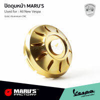 MARUS ฝาปิดดุม ล้อหน้า สีทอง งานอลูมิเนียม CNC รับประกันของแท้ MADE IN TAIWAN สำหรับ เวสป้า New Vespa ทุกรุ่น