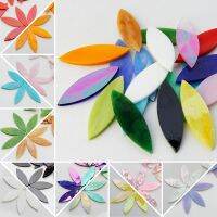 【small stationery】   20ชิ้นผสมสี LeafMosaic กระเบื้องกระจกสี DIY รถไฟเหาะโคมไฟโมเสคงปูวัสดุตกแต่ง