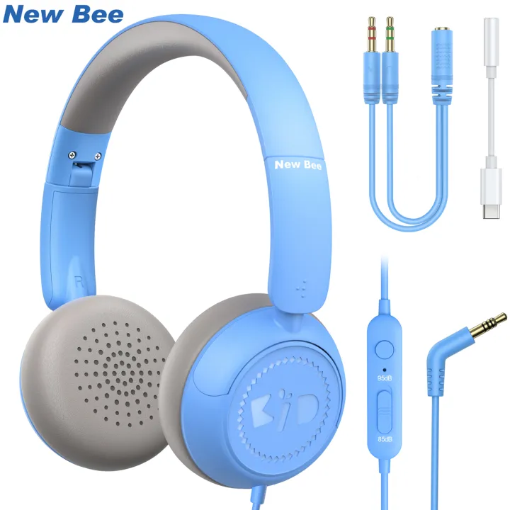 new-bee-headset-kids-headphones-with-94db-volume-limited-for-boys-girls-foldable-ajustable-headphone-for-tablet-school-plane