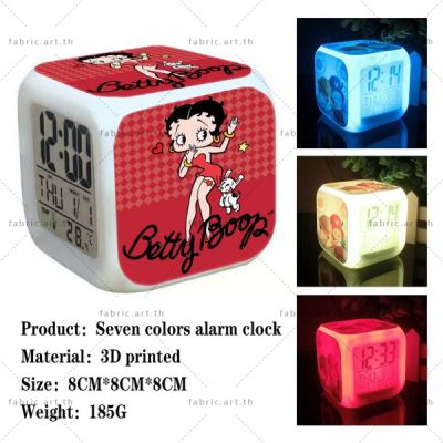 Betty boop นาฬิกาปลุกดิจิทัลไฟฟ้า LED บอกอุณหภูมิ ปฏิทิน