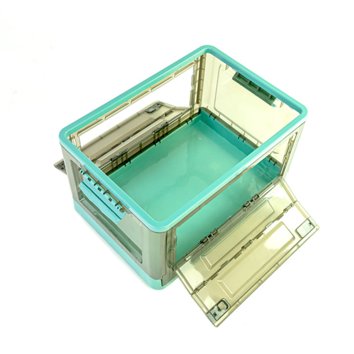 lehome-กล่องเก็บของพลาสติกสีฟ้า-มีล้อ-ฝา-พับได้-เปิด-ด้านหน้า-บน-วัสดุคุณภาพดีพลาสติกpp-ขนาด36x51x29cm-ho-01-00288