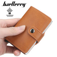 【CW】New Hasp Men Credit Card Holder RFID Blocking PU Leather Automatic Business ID Card Holder Aluminum Metal Wallet Purse for Cards