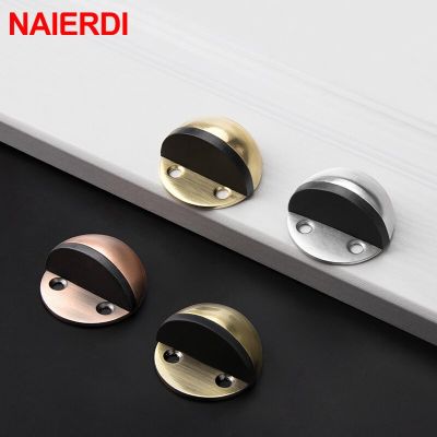 NAIERDI 7 Colors Stainless Steel Rubber Door Stopper Non Punching Sticker Door Holders Catch Floor Mounted Nail-free Door Stops Decorative Door Stops