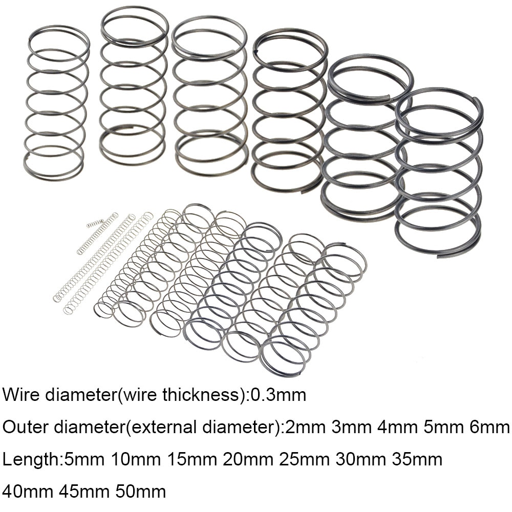 10pcs 0.2*2.5*5-50mm Spring steel Compression Spring Pressure Small Springs 