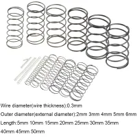 10PCS 0.3*2 3 4 5 6mm*5-50mm Spring Steel Small Compression Release Mechanical Return Spring Pressure Spring OD 2mm 3mm 4mm 5mm Traps  Drains