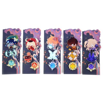 20pcsset Genshin Impact Wenti Keqing Zhongli Xiao Pins Brooch Acrylic Cosplay Ganyu Tartaglia Lapel Pin Collection Cosplay Gift