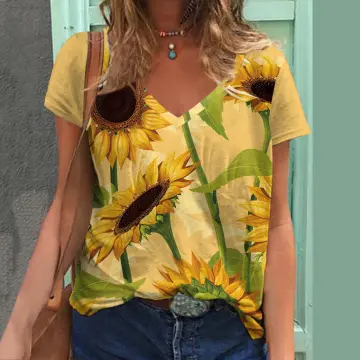 Shop Women Tshirt Plus Size Sunflower Print with great discounts and prices  online - Jan 2024