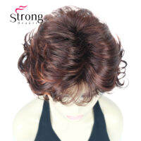 ร้อน StrongBeauty ธรรมชาติดูสั้นหยิก Auburn ผสมวิกผมสังเคราะห์เต็มรูปแบบสำหรับผู้หญิง