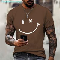 ▥♕ Eartha Boyle The new fashion summer fashion contracted 3 d solid color mens T-shirt gout smiling face printed loose choli T-shirt