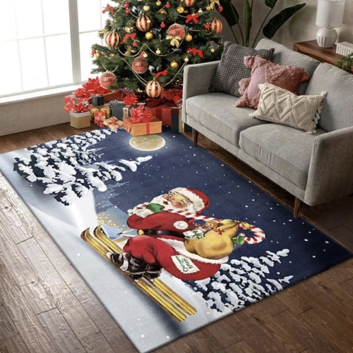 1pc Christmas Snowman Printed Kitchen Floor Mat, Polyester Anti-slip  Decorative Mat For Christmas