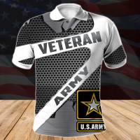 2023 NEW Style Polo Homme US Veterans Army Force 3D Print Men Shirts Casual Hombres Streetwear Polo Shirt Short Sleeve Boy Ropa Mens Clothes-65New product，Can be customization